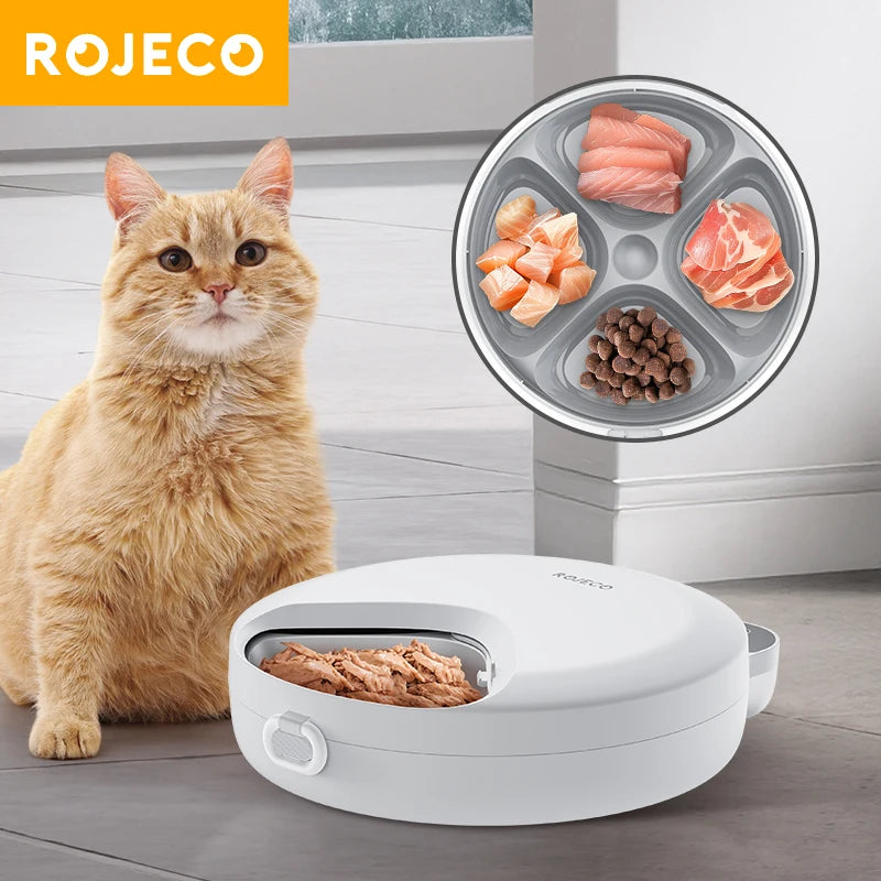 CowLost | cat-food-rojeco-wireless-automatic-cat-feeder-for-4-meals-wet-dry-food-dispenser |1