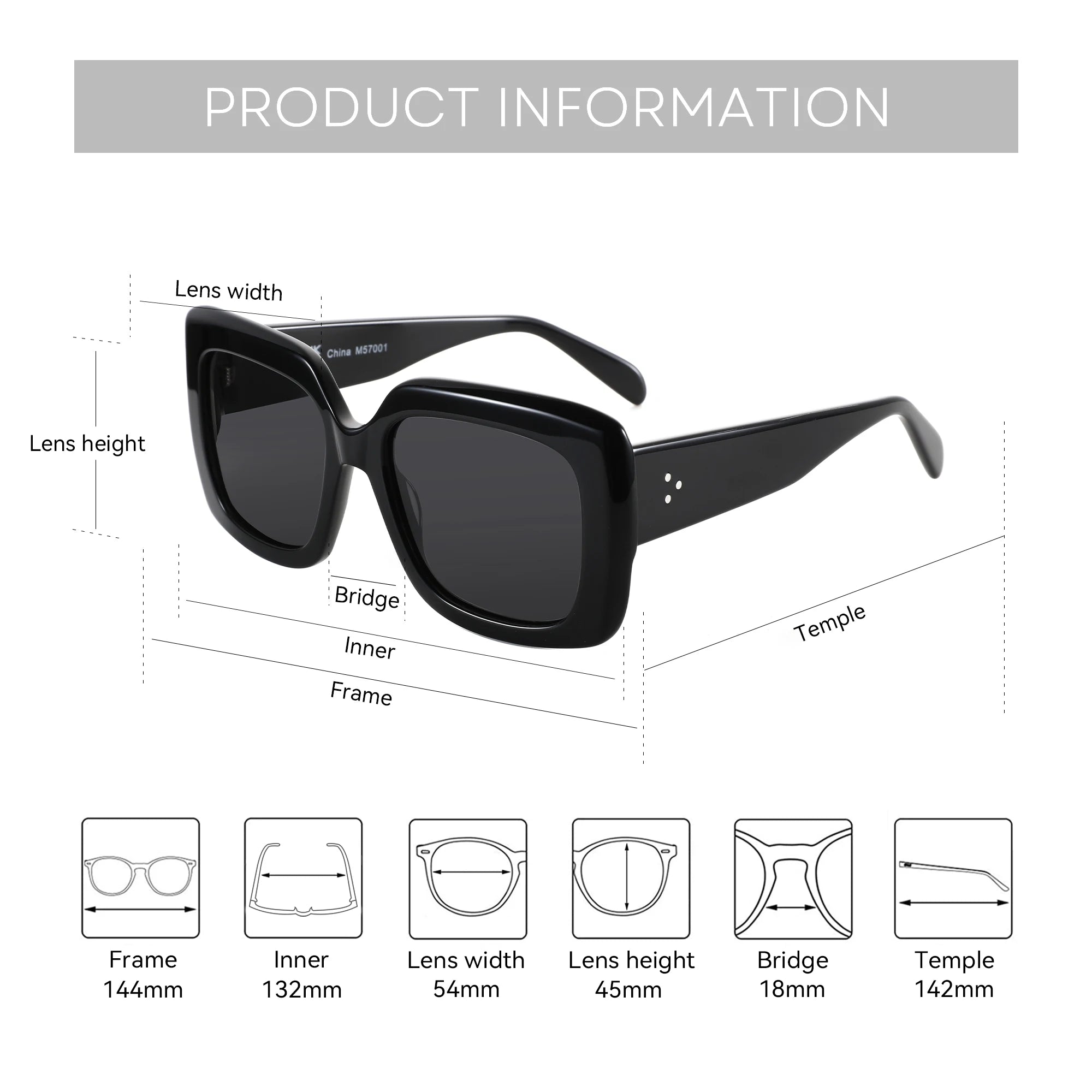 CowLost | zenottic-women-large-rectangle-polarized-sunglasses-thick-frame-uv400-protection |3
