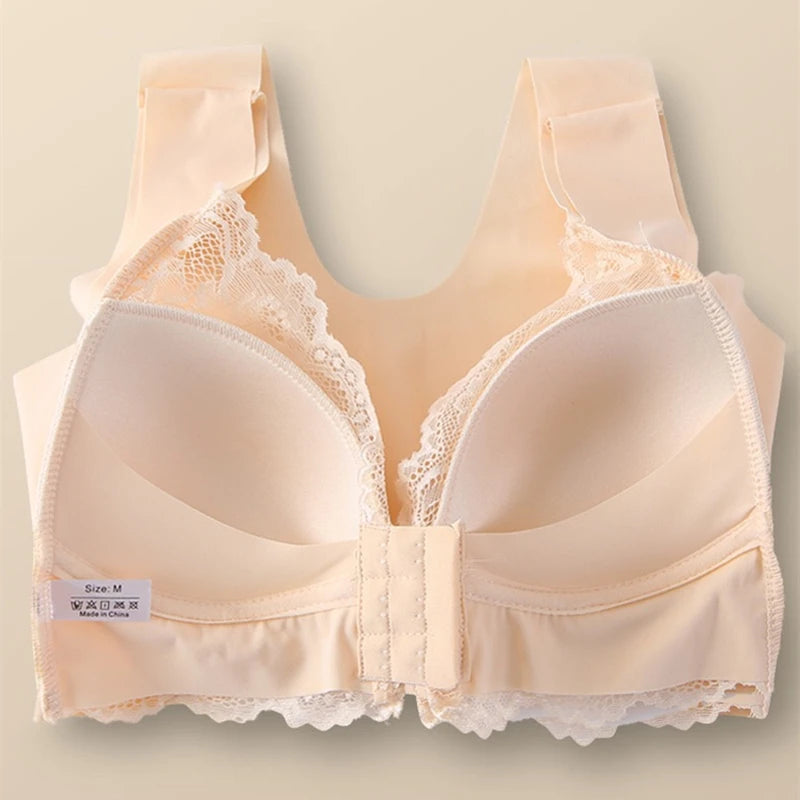 CowLost | product_id-wireless-front-buckle-large-lace-bra-vest-with-beautiful-back-for-women |3