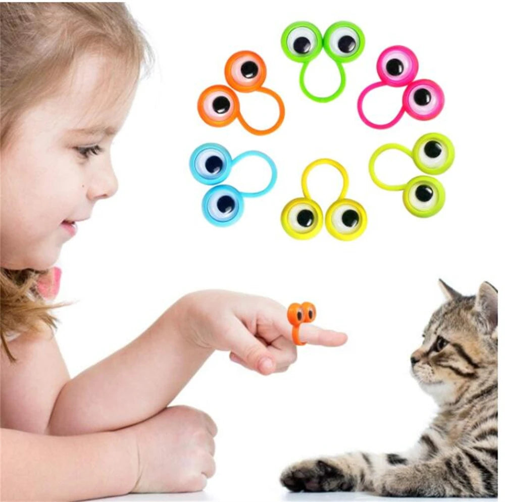 24Pcs Eye Finger Puppet Rings with Wiggle Eyes for Kids Party Favors and Halloween Gift