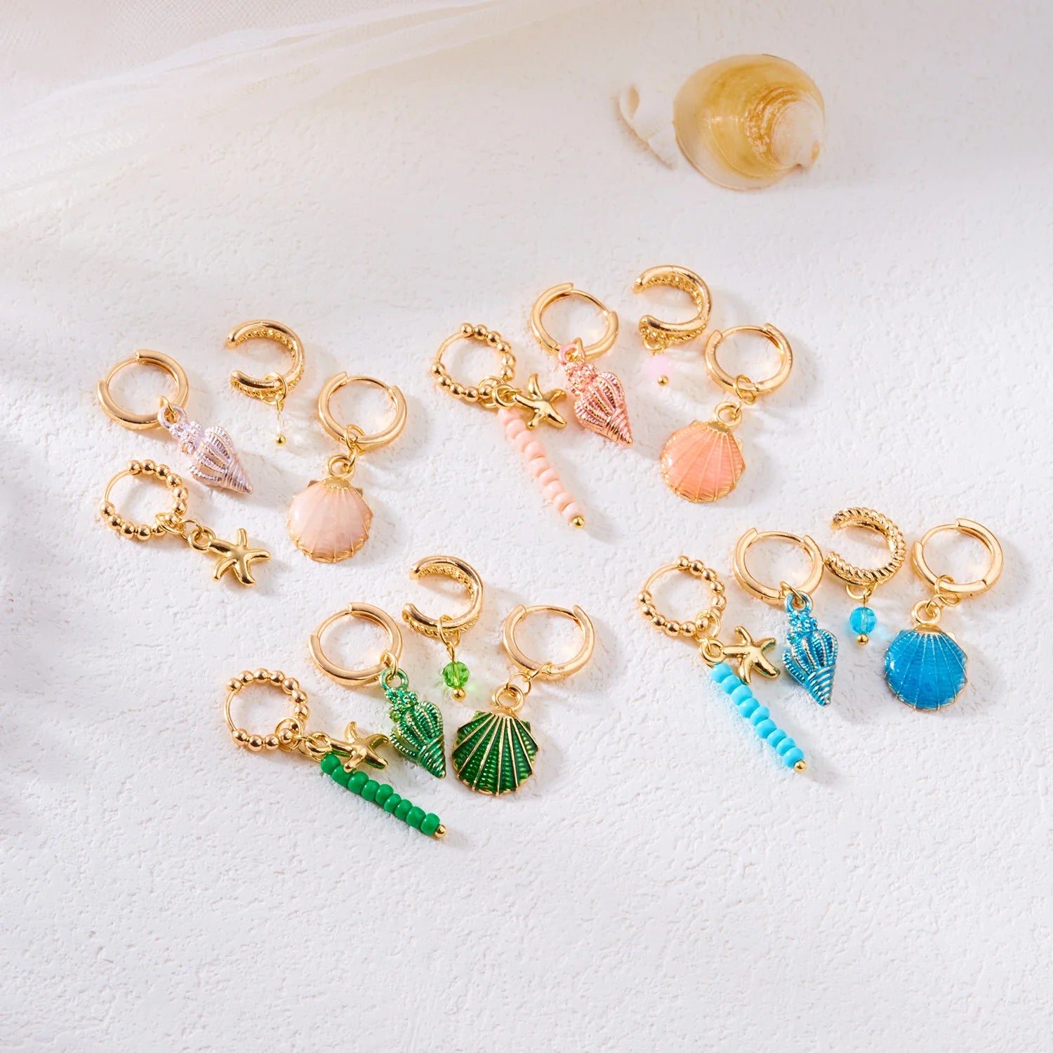 CowLost | 4pcs-colorful-shell-conch-earrings-set-for-women |4