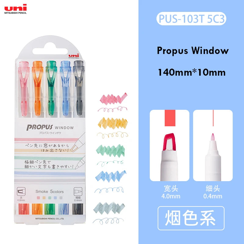 CowLost | product_id-uni-japanese-dual-tip-highlighter-pen-0-4mm-4mm-waterproof-marker-set-5pcs |9