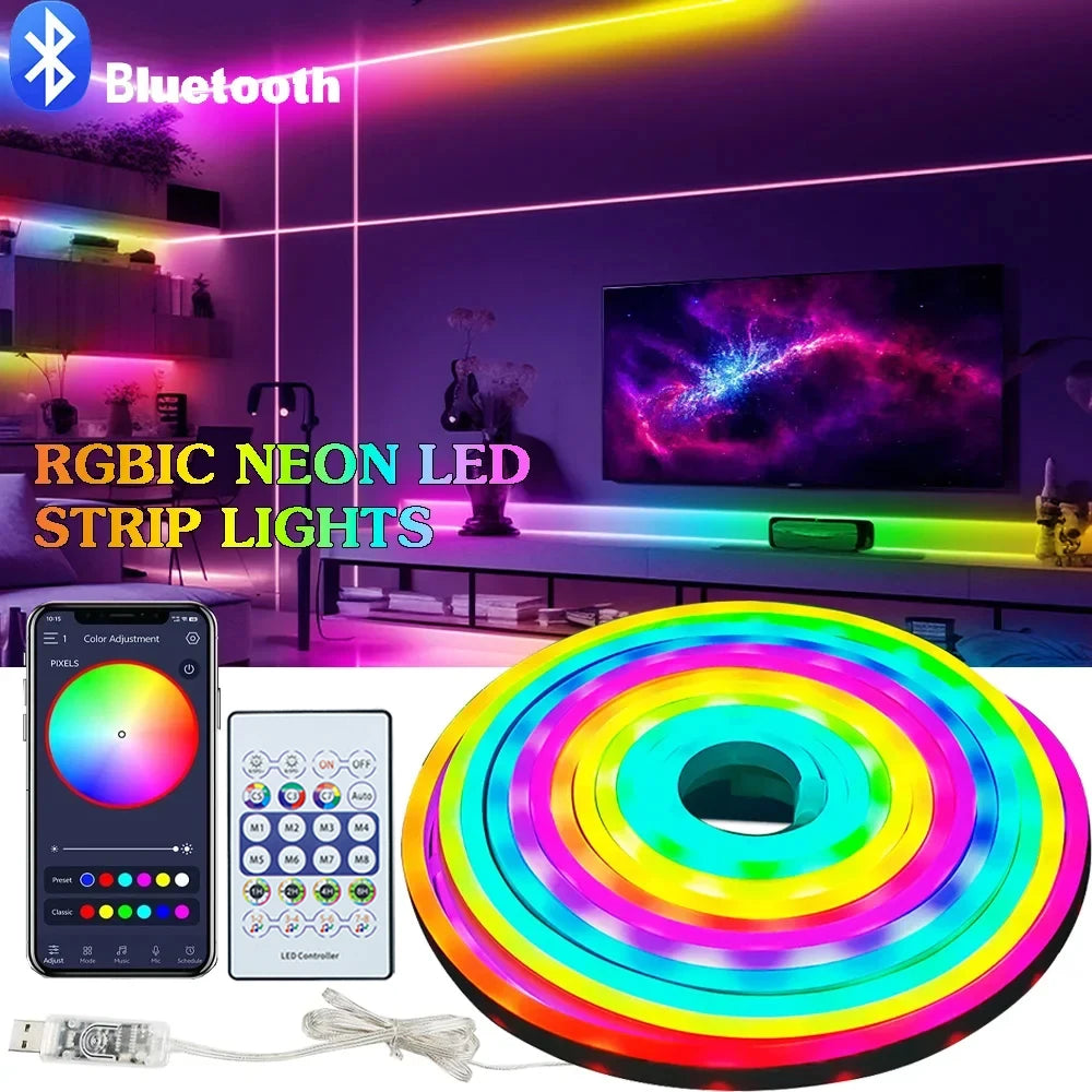 CowLost | light-ropes-strings-product_id-5v-usb-rgbic-neon-led-strip-1-5m-with-bluetooth-app-remote-for-neon-sign-decoration |1