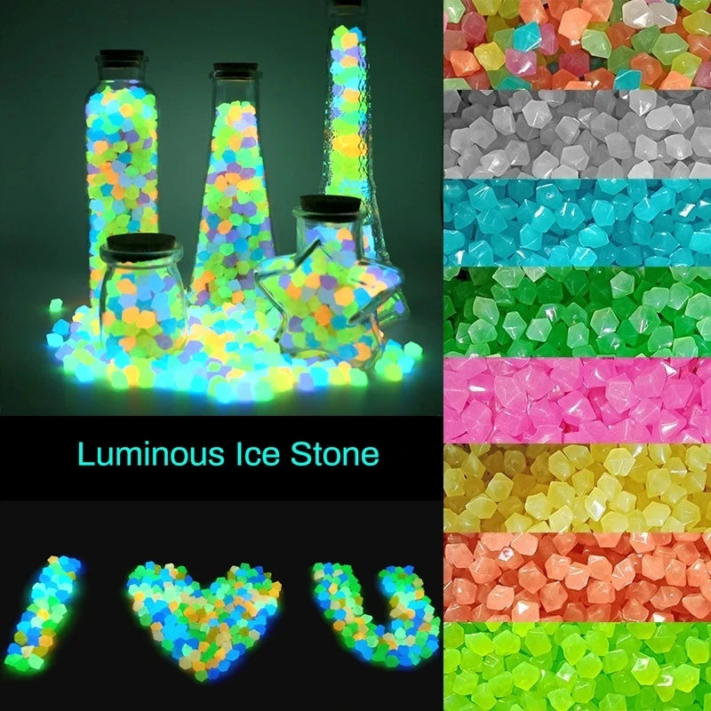 50pcs Glow in Dark Luminous Stones Garden Pebbles Fish Tank Aquarium Decoration