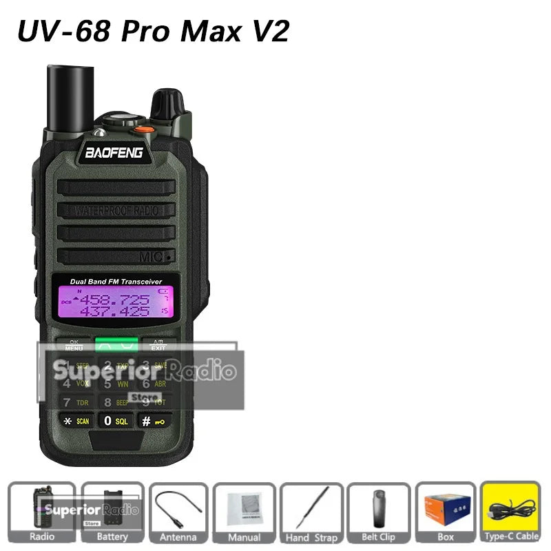 CowLost | mobile-phone-cases-baofeng-uv-68-pro-max-v2-walkie-talkie-ip67-waterproof-usb-c-charger-long-range-fm-radio-128-channels |21