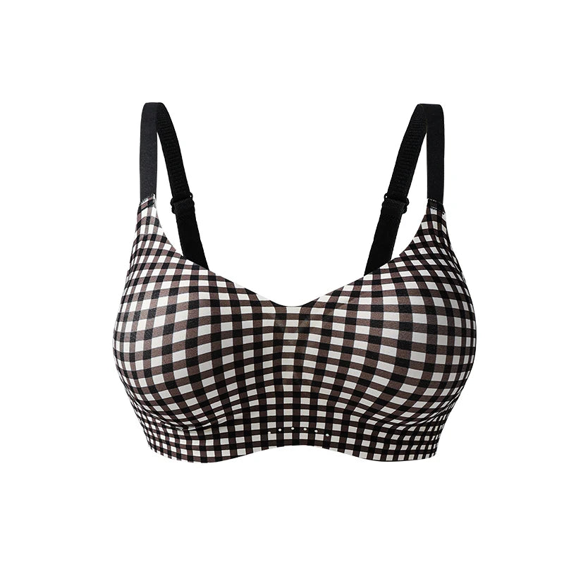 CowLost | product_id-fallsweet-red-plaid-wireless-seamless-push-up-bra-for-women |11