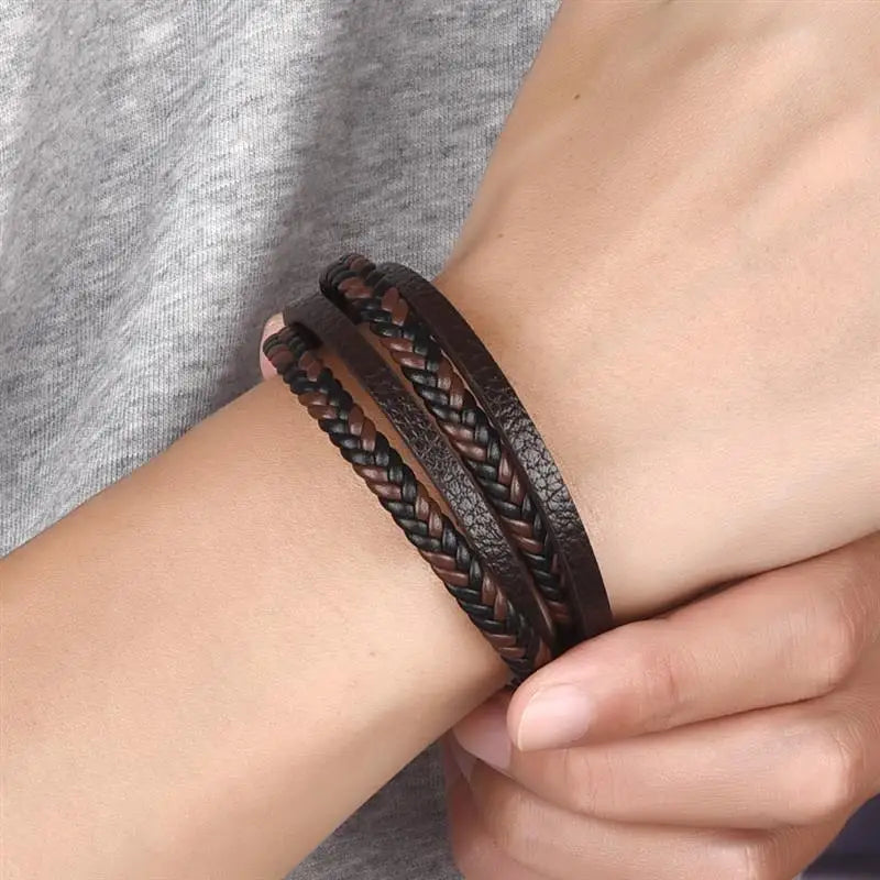 CowLost | badge-pass-holders-jiayiqi-stainless-steel-and-leather-bangle-bracelet-for-men |24