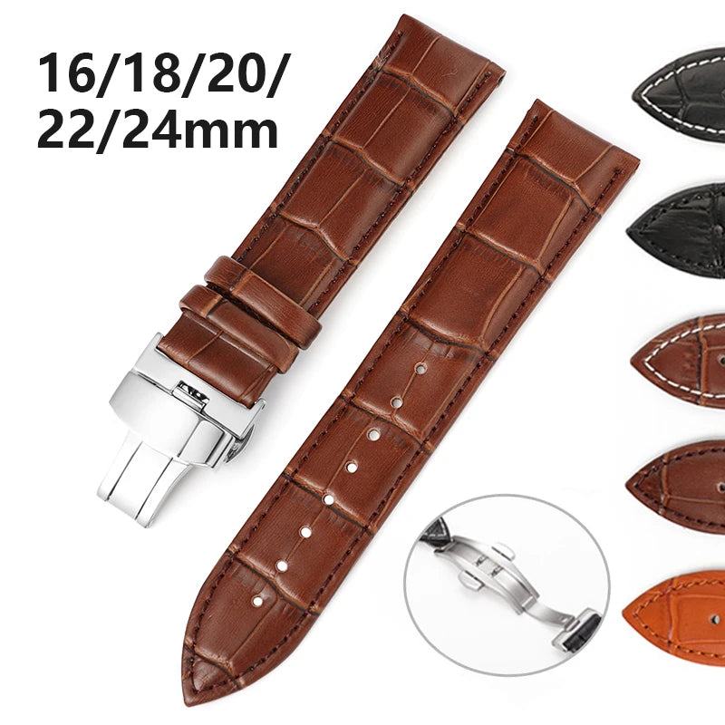 CowLost | product_id-genuine-cowhide-leather-waterproof-watchband-slub-pattern-16-24mm-universal-strap |7