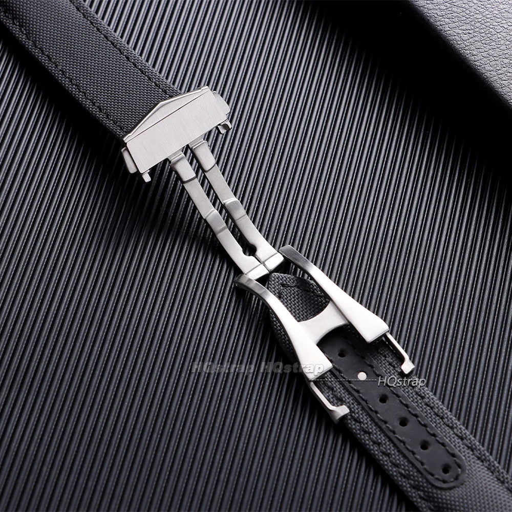 CowLost | for-omega-sailcloth-nylon-watch-band-20mm-22mm-waterproof-sailcloth-strap-black-blue-men-sport-bracelet-folding-buckle-wristband |6