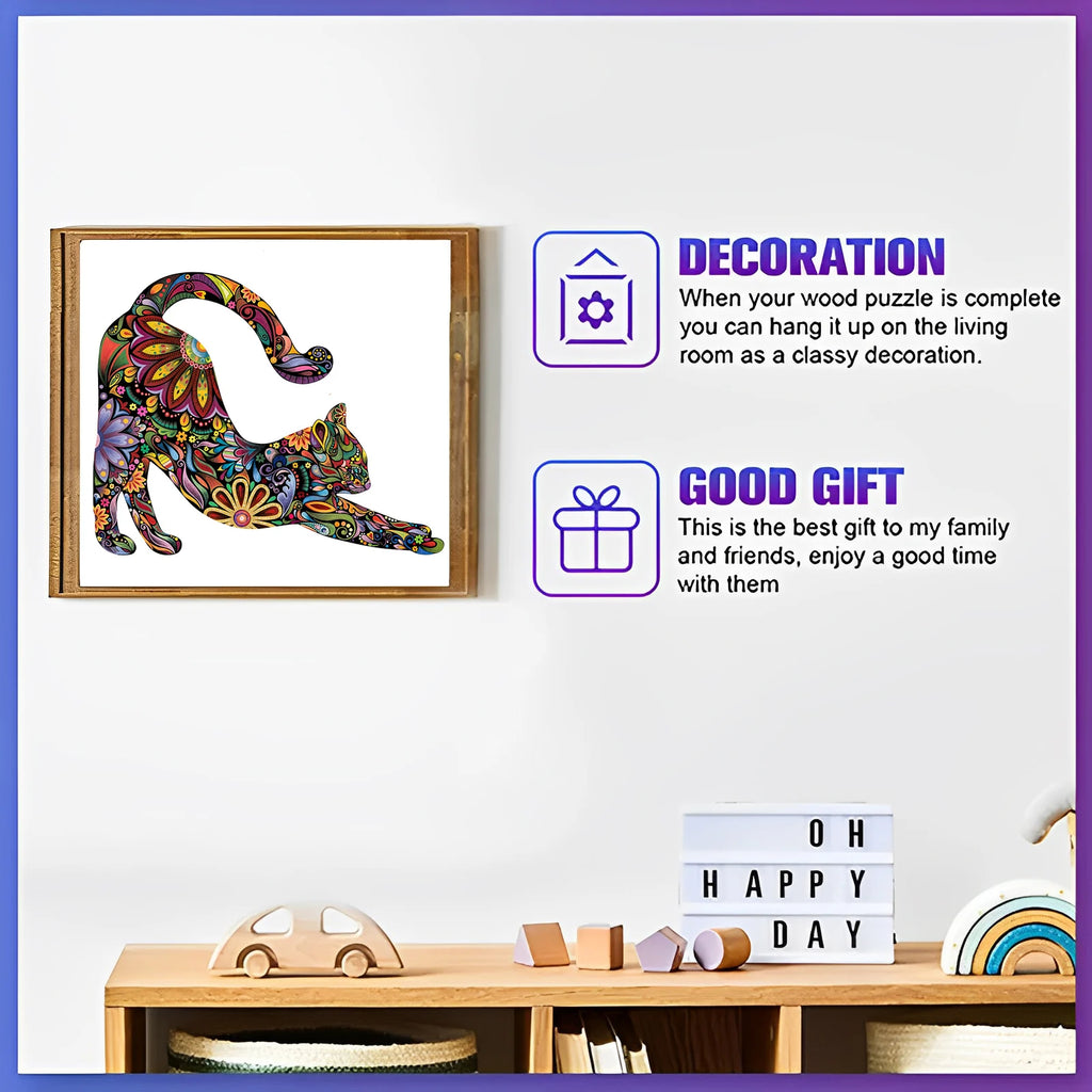 CowLost | unique-wooden-puzzle-flower-cat-patterns-irregular-animal-shape-casual-educational-toy-ideal-halloween-christmas-gift |4