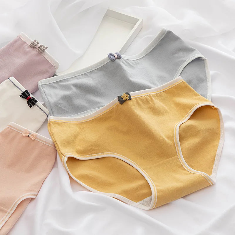 CowLost | product_id-5pcs-womens-cotton-low-waist-breathable-solid-briefs-underwear |4
