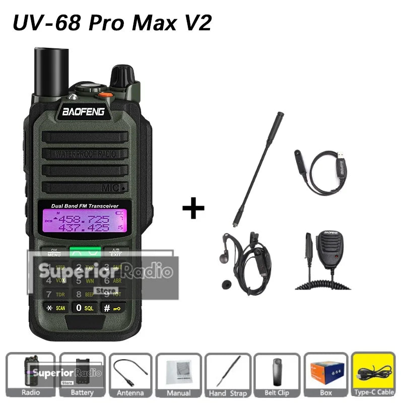 CowLost | mobile-phone-cases-baofeng-uv-68-pro-max-v2-walkie-talkie-ip67-waterproof-usb-c-charger-long-range-fm-radio-128-channels |19