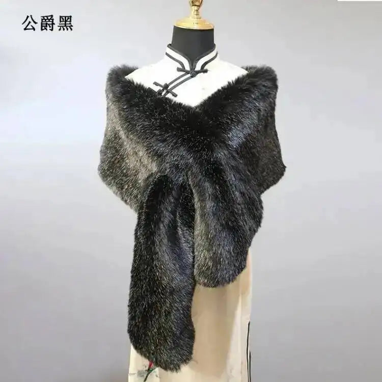 CowLost | 32-colors-165-30cm-women-luxury-warm-faux-fox-fur-shawl-winter-ladies-plush-scarf |32