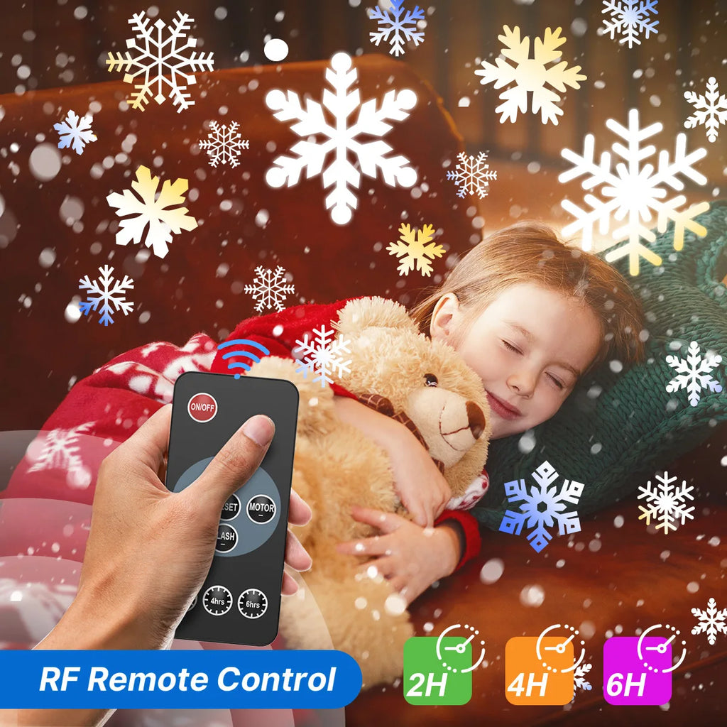 Double-Head Christmas Snowfall HD Projector Light IP65 Outdoor 2-in-1 Rotating with Remote Timer
