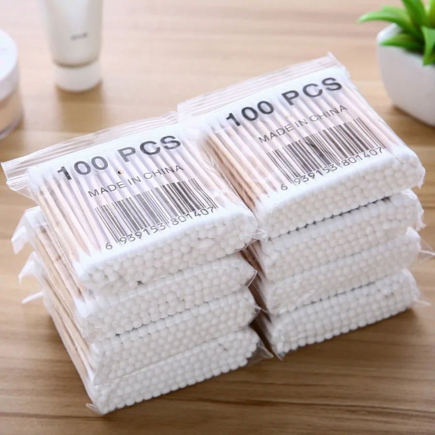 CowLost | 500pcs-double-head-wood-cotton-swab-nose-ears-cleaning |2