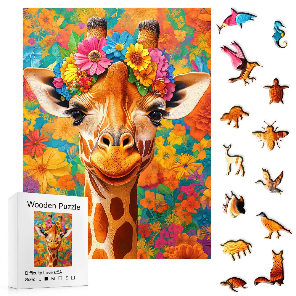 CowLost | product_id-giraffe-floral-jigsaw-puzzle-for-adults-wildlife-diy-wall-art-gift |1