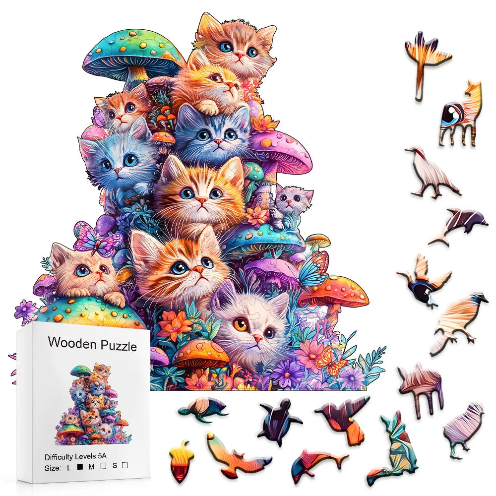 CowLost | product_id-wooden-animal-jigsaw-puzzle-for-adults-cat-and-mushroom-christmas-gift |1