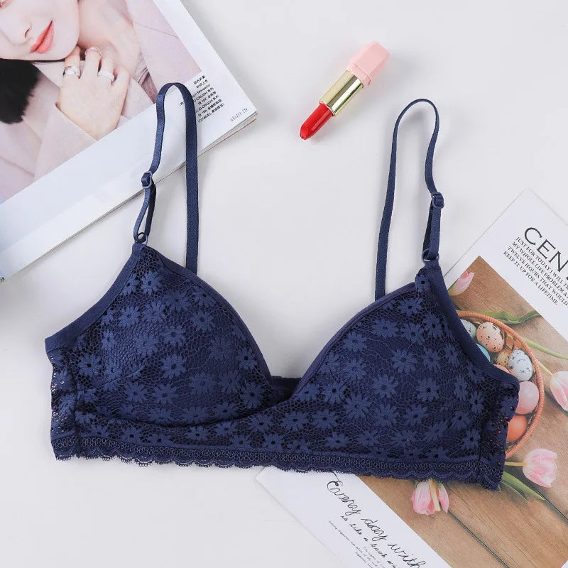 CowLost | product_id-floral-lace-v-neck-padded-non-wire-push-up-bralette-for-women |31