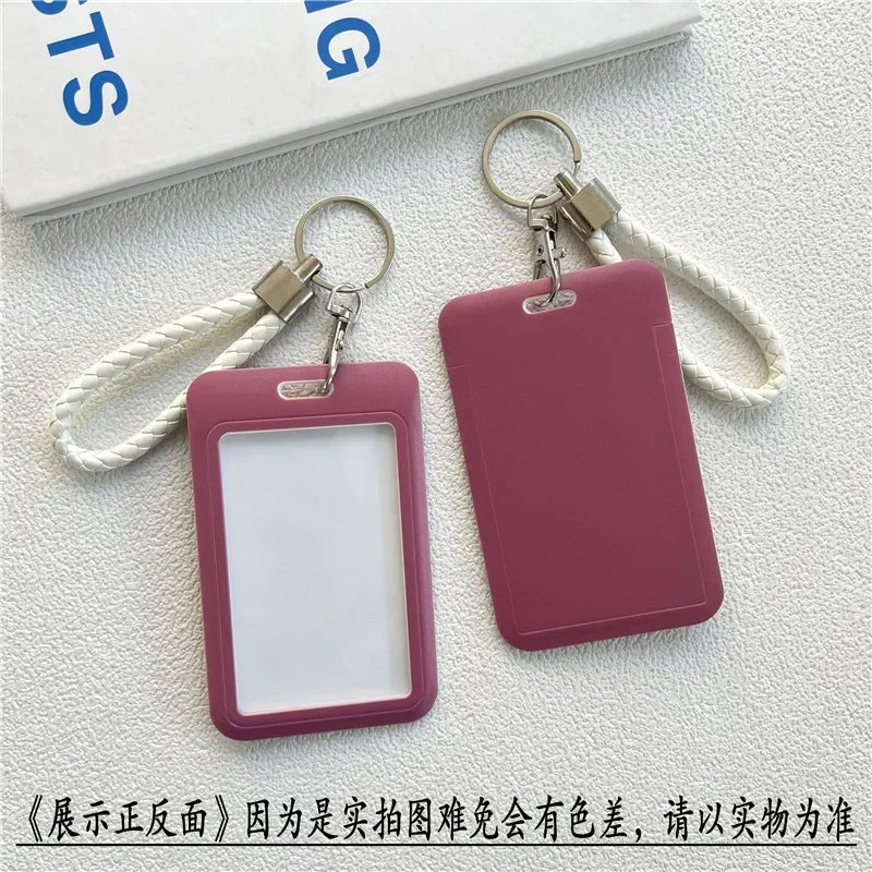 1Pc Solid Color Student Bus ID Card Protective Cover