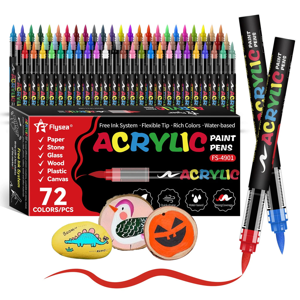 CowLost | markers-product_id-soft-brush-tip-acrylic-paint-pen-waterproof-high-saturation-automatic-ink-control-for-wood-metal-plastic-canvas-fabric |1