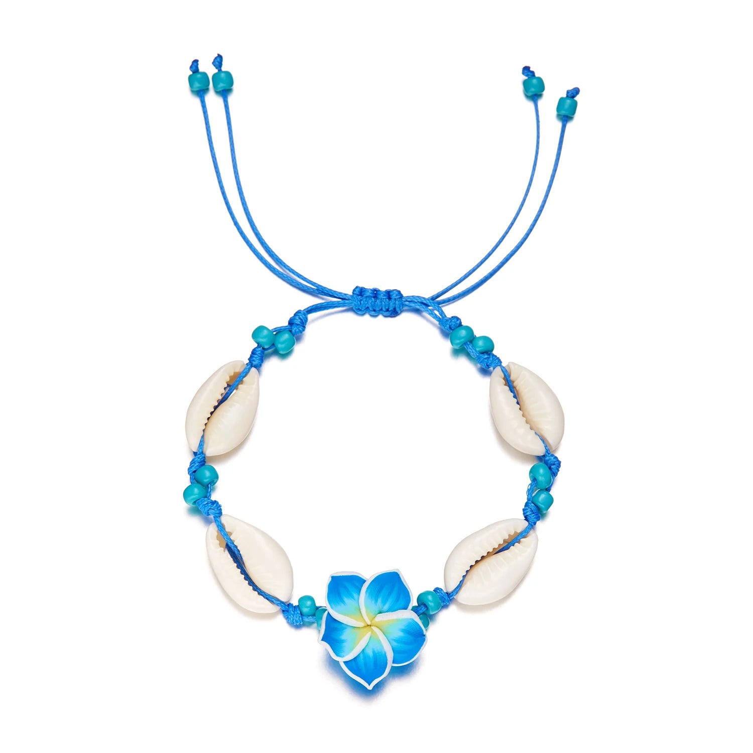 CowLost | bohemian-big-flower-sea-shell-charm-bracelets-for-women-pink-blue-green-flower-soft-clay-pottery-beaded-bangles-handmade-jewelry |11