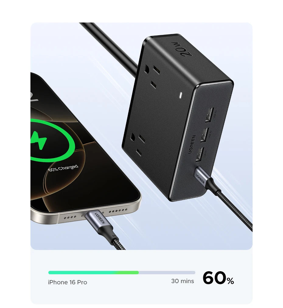 CowLost | ugreen-8-in-1-power-strip-us-plug-4-ac-outlets-3-usb-a-1-usb-c-2500w-fast-charger |16