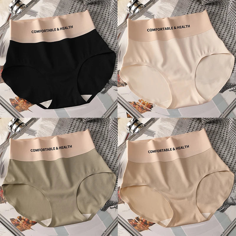 CowLost | product_id-fallsweet-4pcs-womens-seamless-high-rise-cotton-briefs-plus-size-m-xl |13