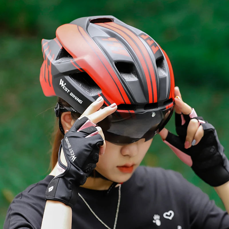 CowLost | west-biking-integrated-ultralight-bike-helmet-with-taillight-goggle-men-women-cycling-safety-hat-mtb-road-bike-motorcycle-helmet |6