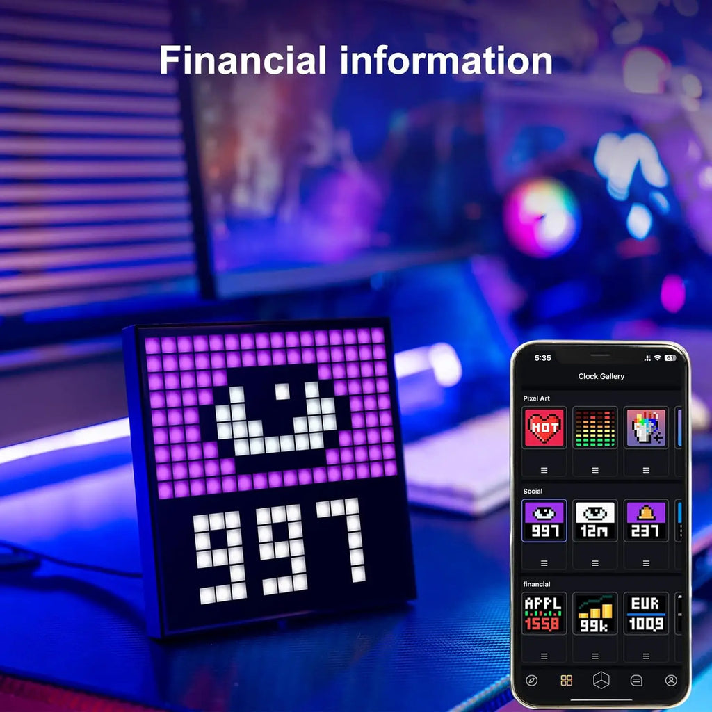 Mexllex RGB USB Smart LED Matrix Pixel Display Panel with APP Control for Text, Car Sign, and Night Light