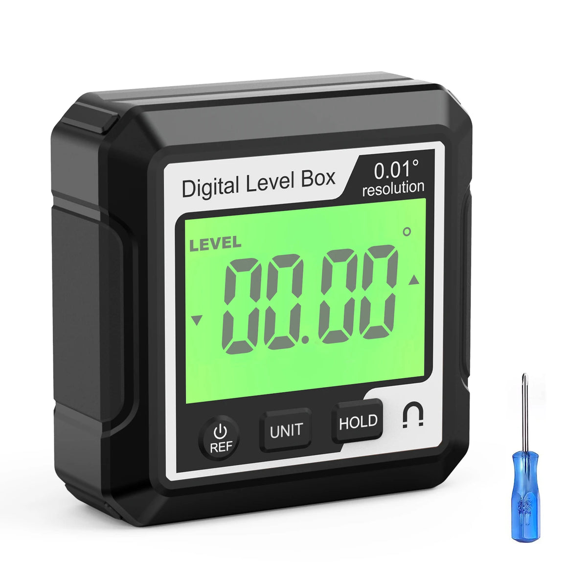 Digital Magnetic Inclinometer LCD Backlight Angle Finder 4x90° Protractor Level Box for Woodworking