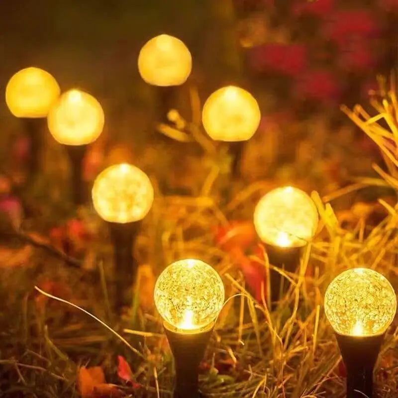 Solar Outdoor Fairy Lights Warm White LED Globe with 8 Modes Waterproof Stake Lamp for Yard Pathway