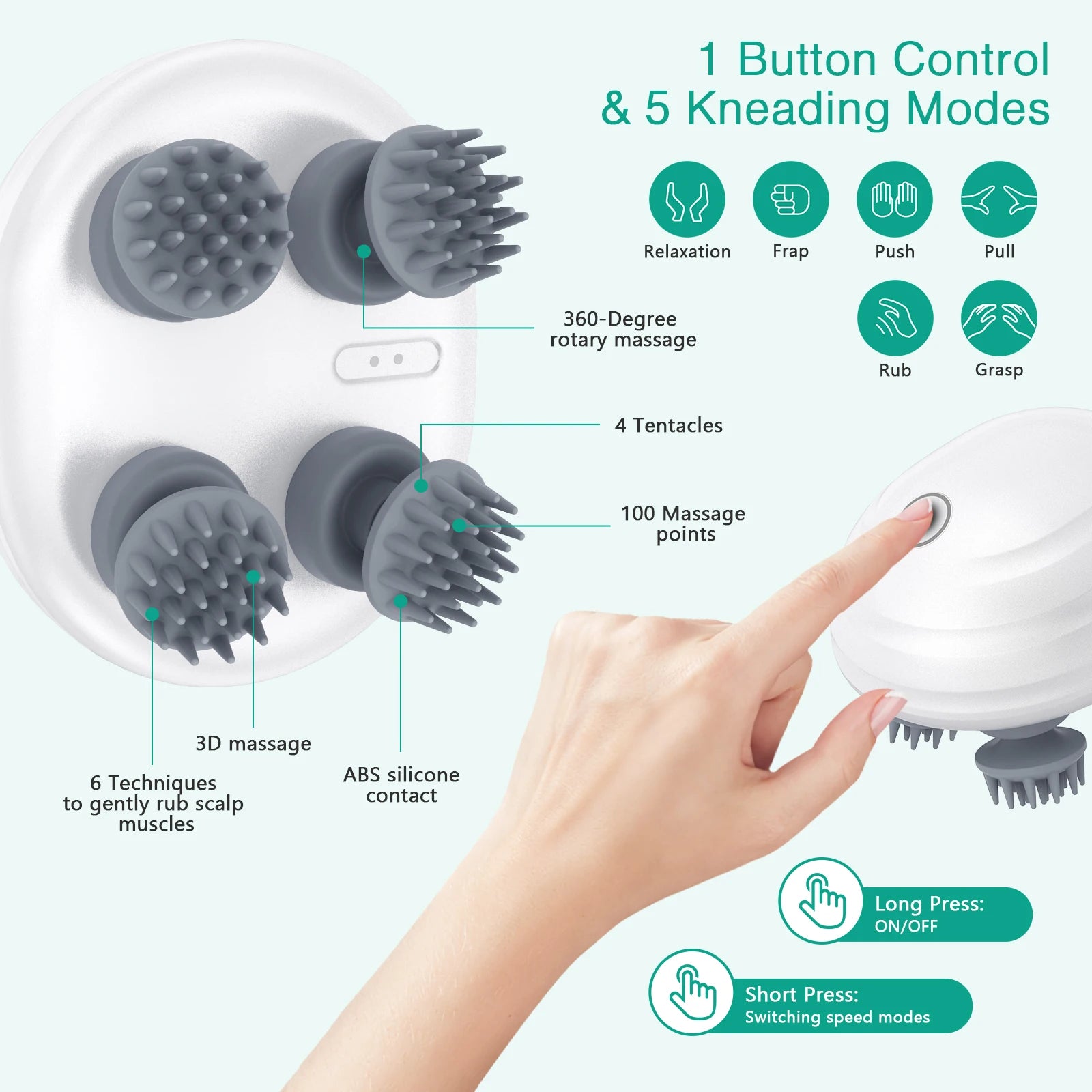 ORIA Handheld Electric Pet Massager with 8 Detachable Heads for Cats and Dogs