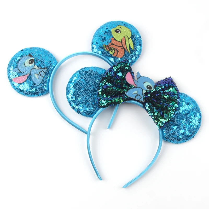 CowLost | cartoon-lilo-stitch-head-band-girls-sequins-bow-hairband |8