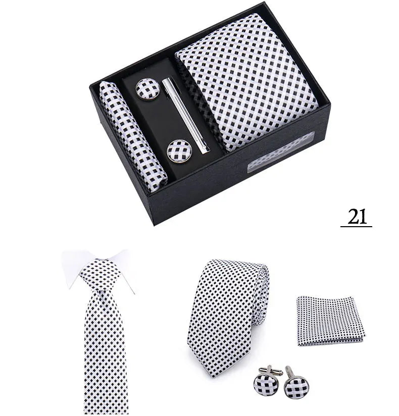 CowLost | tie-men-with-box-top-quality-business-ties-hanky-cufflink-set |10