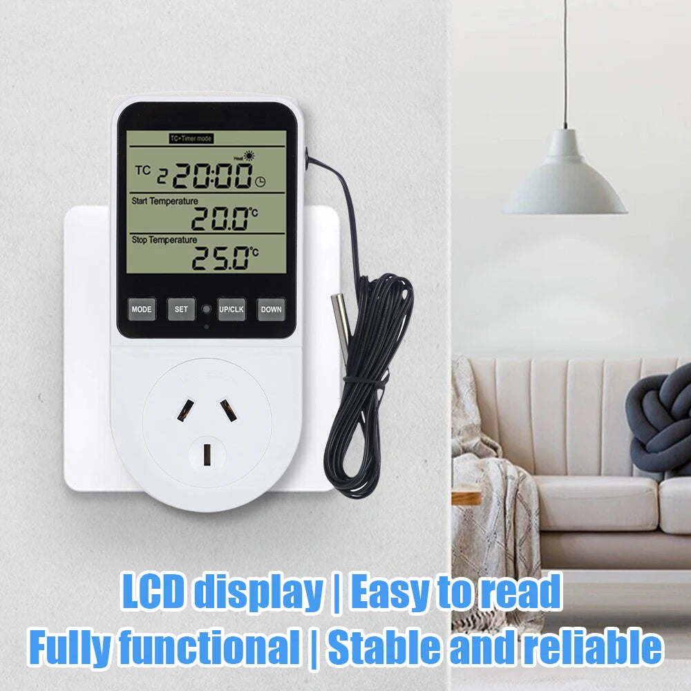 LCD Timer Socket Thermostat Temperature Controller AC110-230V for Heating Cooling