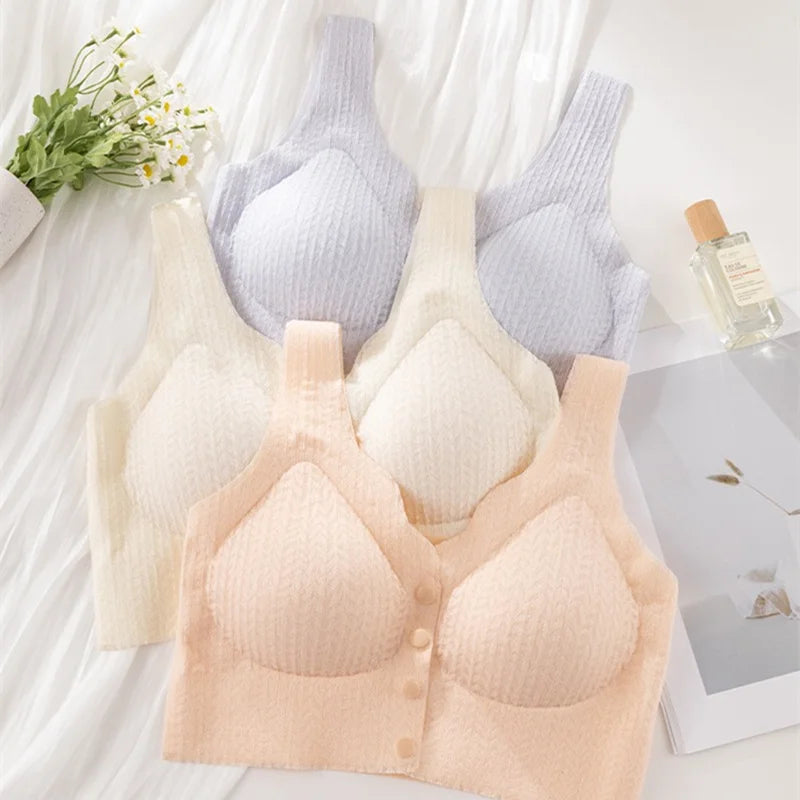 CowLost | product_id-seamless-front-button-wire-free-nursing-bra-with-lace-and-anti-sagging-support-for-pregnant-women |1