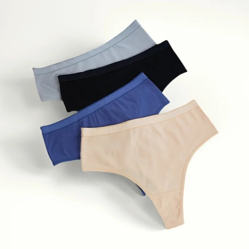 CowLost | product_id-3pcs-women-s-high-rise-cotton-g-string-thong-panties-solid-color-breathable |1