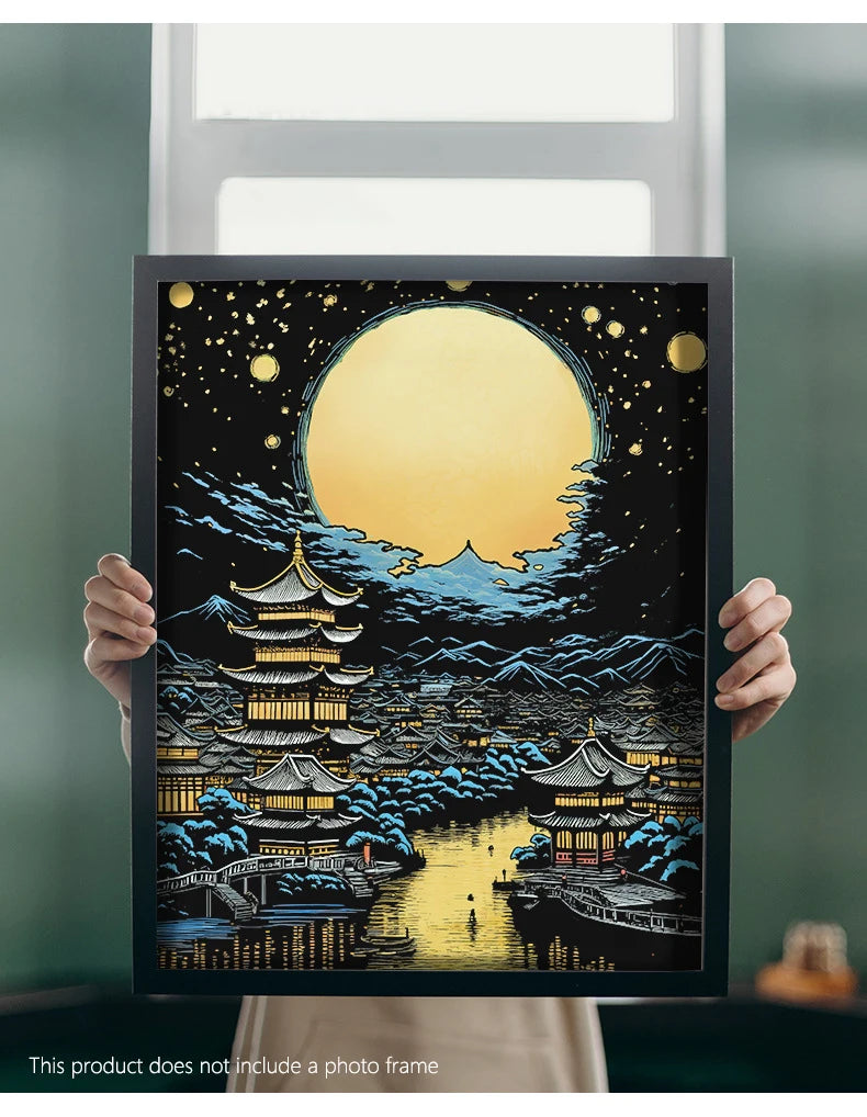 CowLost | product_id-a3-diy-noctilucent-scratch-painting-kit-castle-starry-cat-dolphin-landscape-night-scenes |17