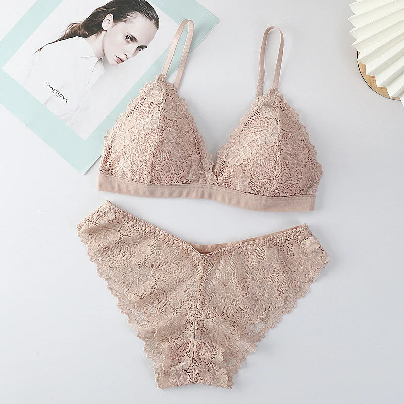 CowLost | product_id-women-lace-non-wire-push-up-bra-and-low-waist-panties-set-sexy-lingerie |20