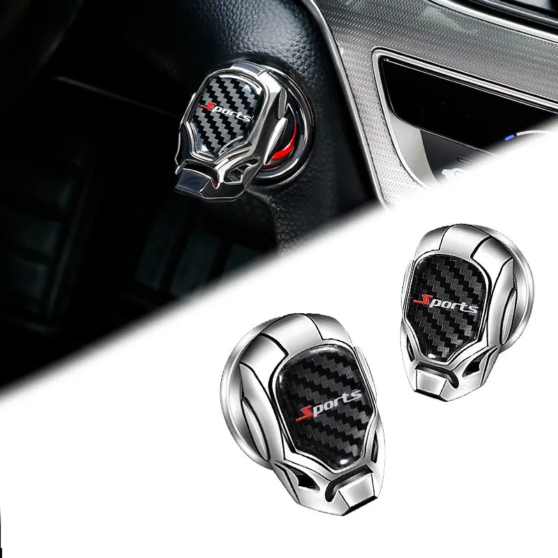 CowLost | 1pc-carbon-fiber-patterned-car-one-key-start-protective-cover-decorative-sticker-for-ignition-switch-button-interior-accessories |1