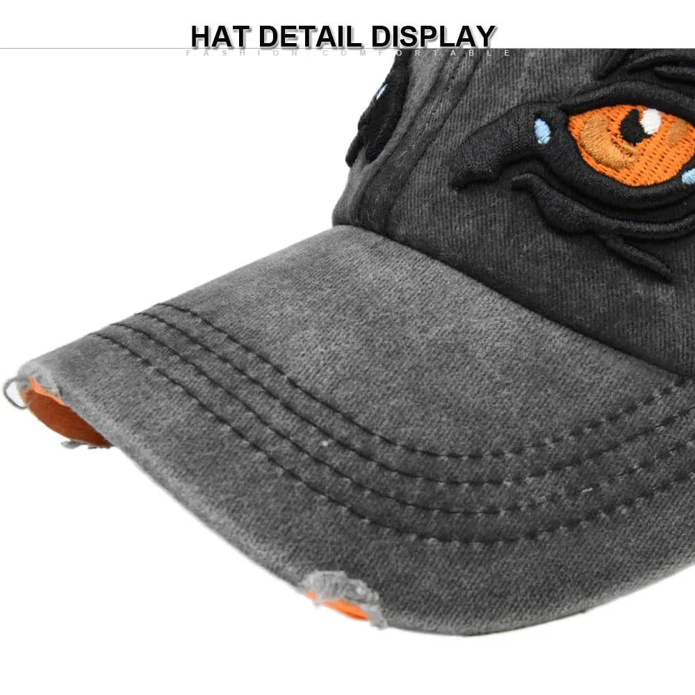 CowLost | washed-cotton-baseball-caps-for-women-men-eagle-eye-embroidery-snapback-hat |14
