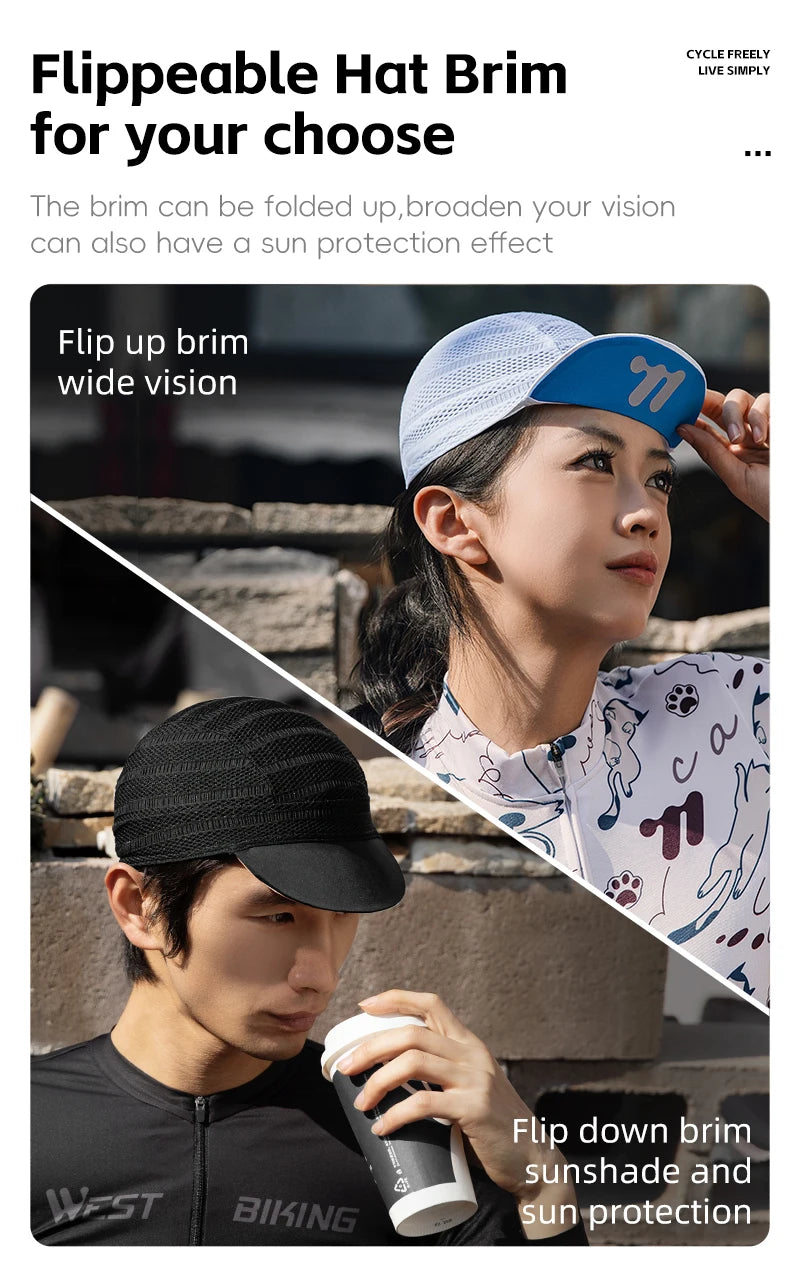 CowLost | west-biking-cycling-cap-with-brim-summer-sunscreen-quick-dry-sport-hat-bicycle-hat-balaclava-unisex-breathable-hat-bike-headwear |42