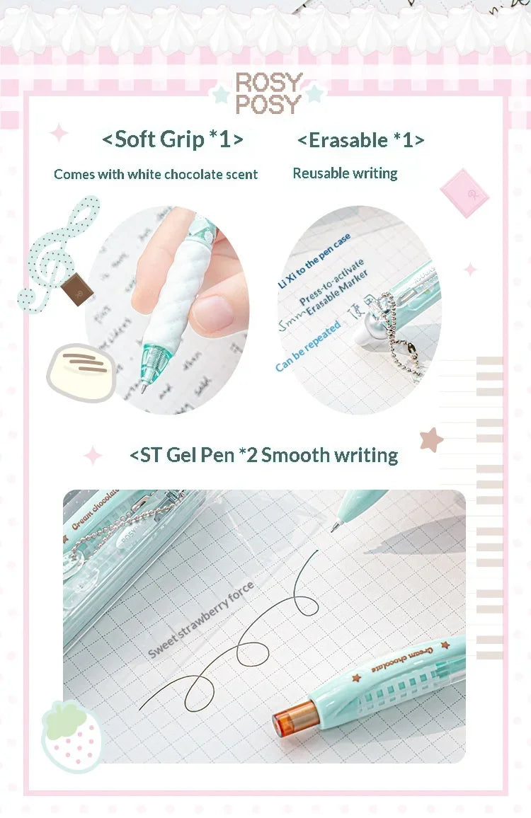 CowLost | product_id-2026-rosyposy-0-5mm-retractable-gel-pen-aesthetic-strawberry-music-notes-design-quick-dry-for-office-exam |10