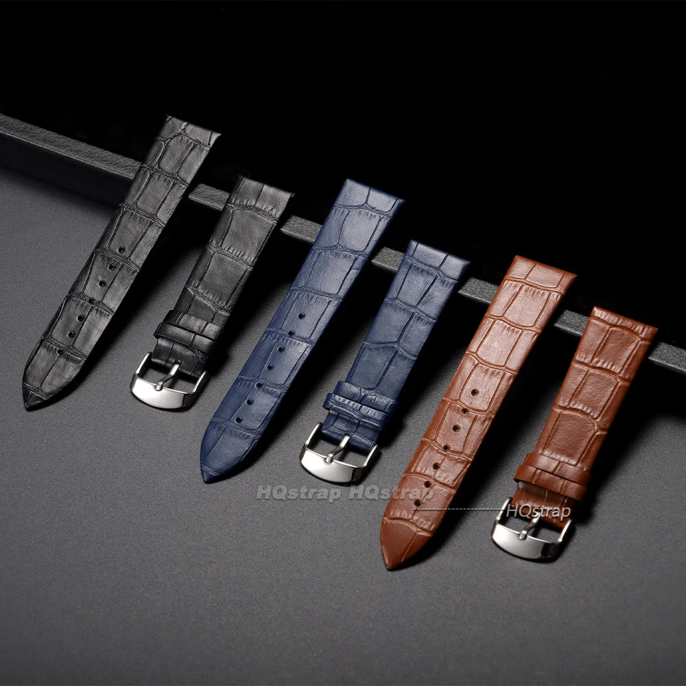 Leather Watch Strap Bamboo Knot Pattern Universal Replacement 18mm-22mm Black Brown Blue White Pink