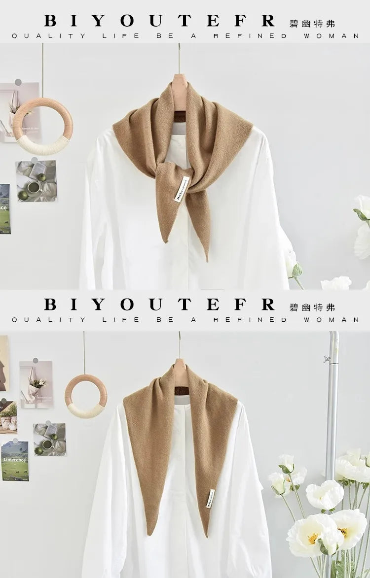 CowLost | australian-wool-knitted-triangle-scarf-shawl-womens-autumn-winter-warm-neck-protection-scarf |15