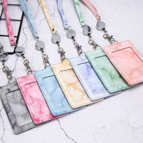 1 Pcs PU Leather Card Cover Work ID Name Badge Holder
