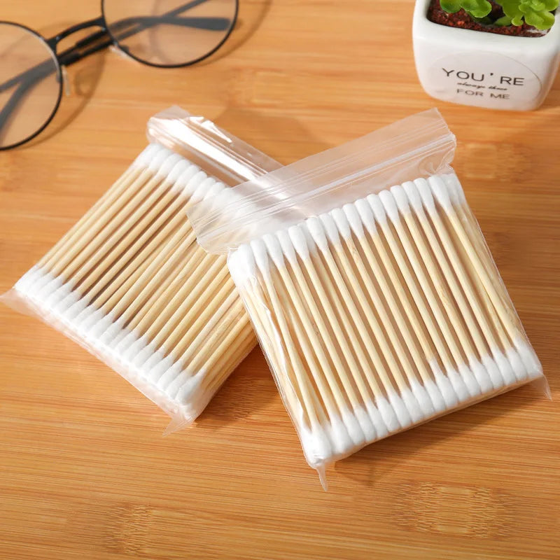 CowLost | double-head-wood-cotton-swab-women-makeup-lipstik-cotton-buds |15