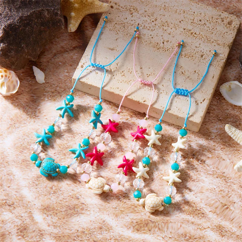 CowLost | bohemian-starfish-conch-shell-beads-bracelet-for-women-girls-summer-beach-party-rice-bead-adjustable-bangle-friendship-jewelry |4