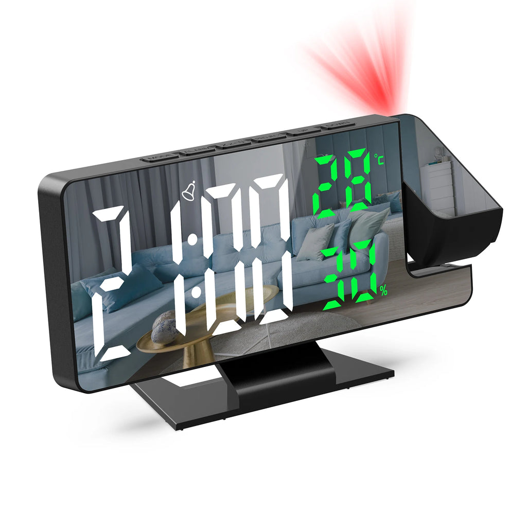 ORIA Digital Projection Alarm Clock with LED Temperature & Humidity Display for Home and Office