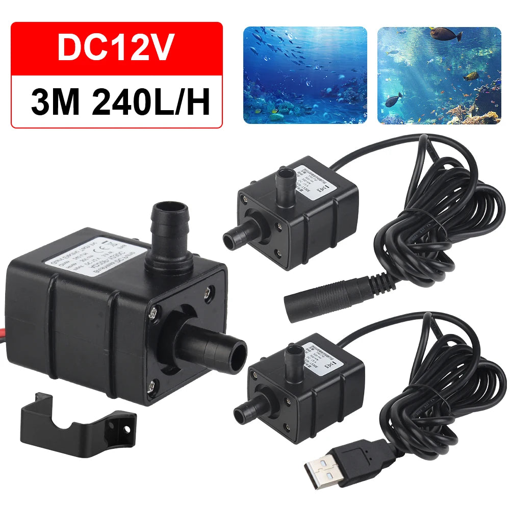 CowLost | product_id-dc12v-5v-usb-mini-brushless-submersible-water-pump-120l-h-for-garden-pond-fish-tank |1